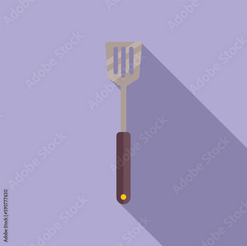 Bbq spatula icon flat vector. Meat food. Summer dinner