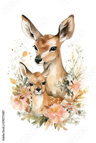 watercolor illustration kawaii animals