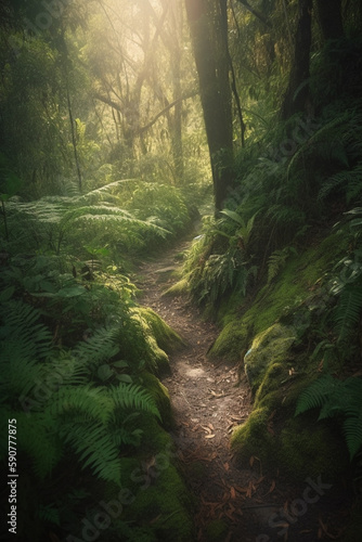 Wandering through the Lush Rainforest: A Path Less Traveled © artefacti
