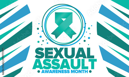 Sexual Assault Awareness Month in April. Annual campaign to promote education and the prevention of sexual violence. Social awareness symbol. Stop violence. Vector illustration