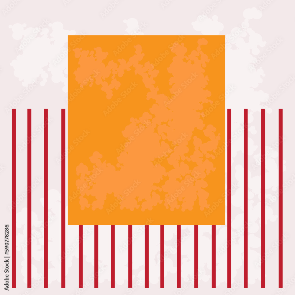 abstract background with orange geometric center against a striped grungy background - obrazy, fototapety, plakaty 