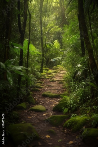 Wandering through the Lush Rainforest: A Path Less Traveled © artefacti