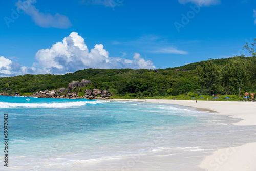 La Digue Island has several beautiful beaches that are perfect for swimming, sunbathing, and relaxing. The beaches are usually uncrowded and offer a peaceful and tranquil atmosphere.