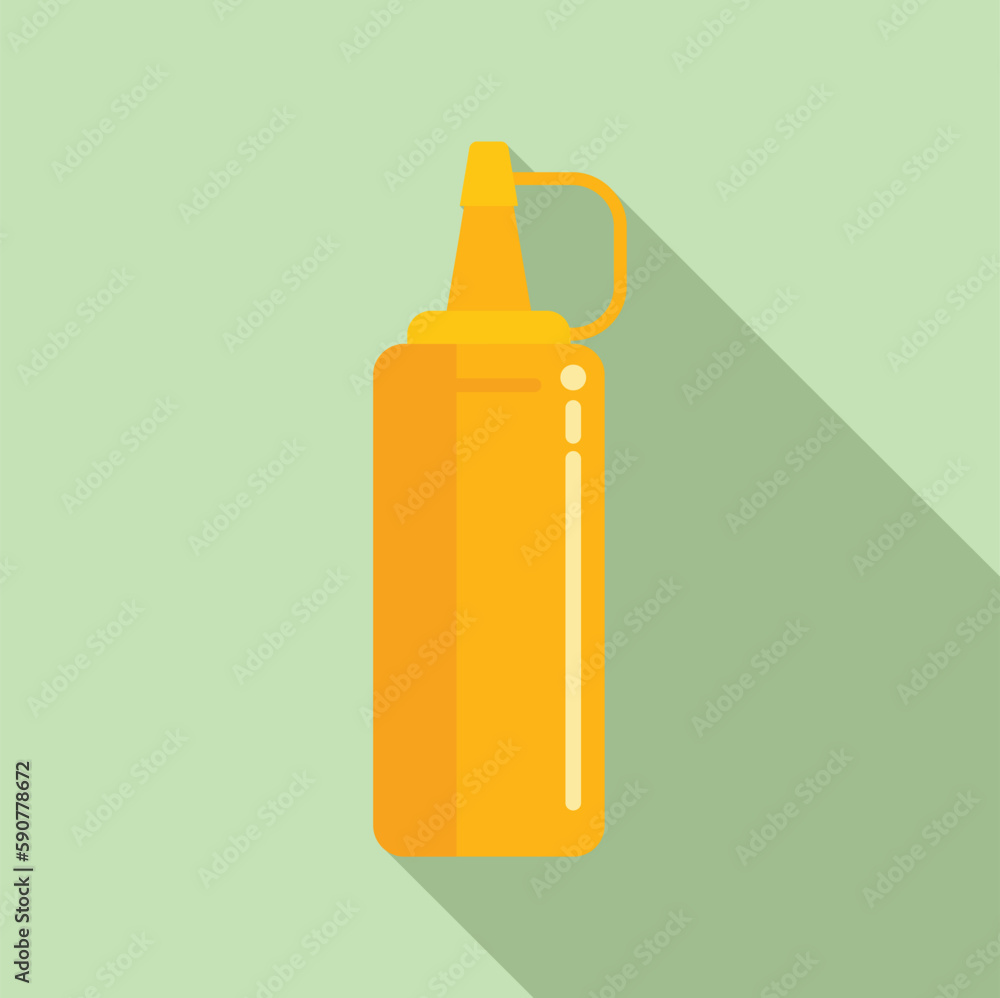 Mustard bottle icon flat vector. Bbq meat. Food grill Mustard bottle icon flat vector. Bbq meat. Food grill