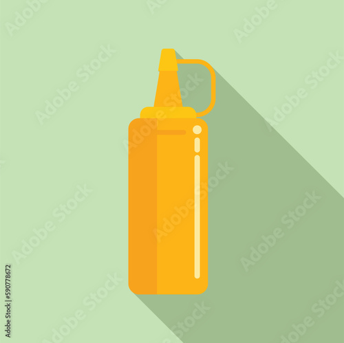 Mustard bottle icon flat vector. Bbq meat. Food grill