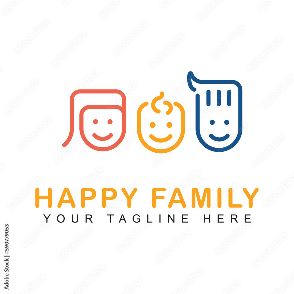 Abstract People logo vector template. Family icon line style. Can be used for Teamwork and Family Logo.