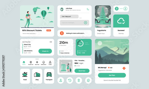 Travel UI Design Elements and Cards