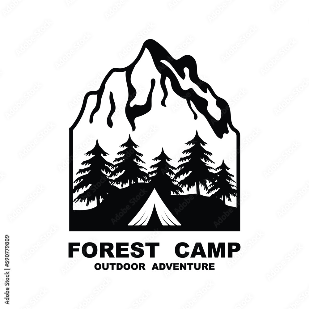 Forest Camp Logo Design, Outdoor logo, Adventure logo template