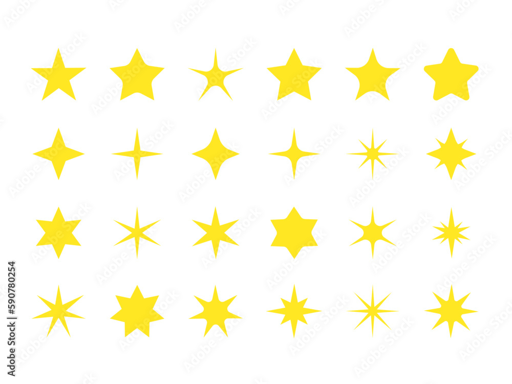 Collection of vector symbols. Shining twinkling stars and sparkles on a white background Collection of vector symbols. Shining twinkling stars and sparkles on a white background