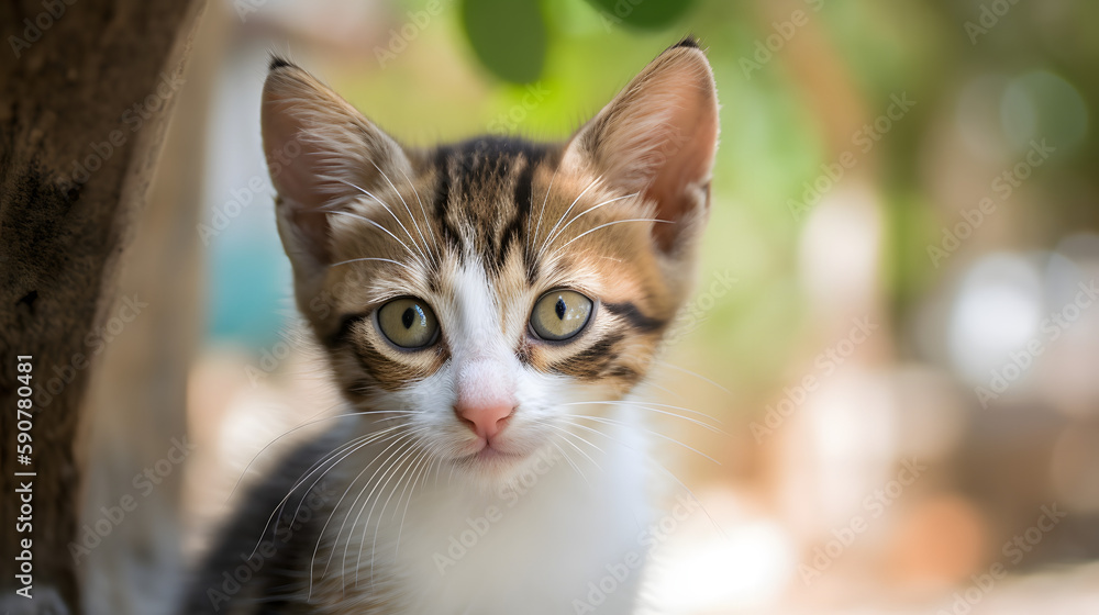 Ai-generated, portrait of a cat, animal, kitten, pet, cute, feline, domestic, pets, kittens, fur, young, white, eye, cats, nature, kitty, portrait, eyes, two, mammal, black, animals, tabby, love, 