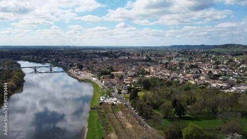 Aerial view of Castillon-la-Bataille in Gironde in southern France photo