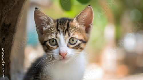 Ai-generated  portrait of a cat  animal  kitten  pet  cute  feline  domestic  pets  kittens  fur  young  white  eye  cats  nature  kitty  portrait  eyes  two  mammal  black  animals  tabby  love  
