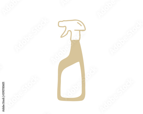Glass and window cleaner. Doodle vector illustration