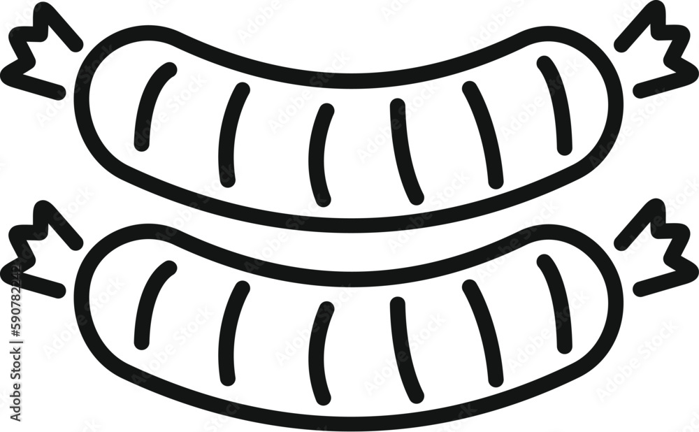 Cooked sausages icon outline vector. Grill food. Dinner pork Cooked sausages icon outline vector. Grill food. Dinner pork