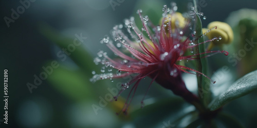 Exotic Plant in the Rainforest: Vibrant Orange Red Blossom