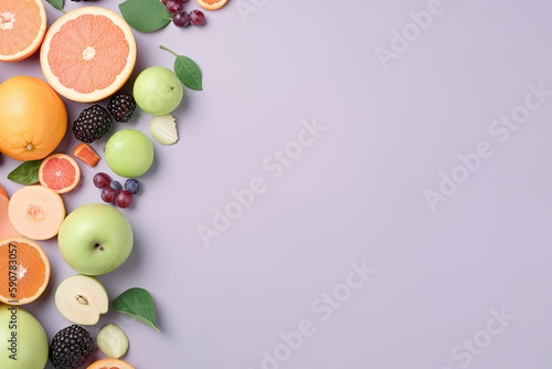 Fruit flat lay  minimalistic image for presentations  sharing  menu etc.