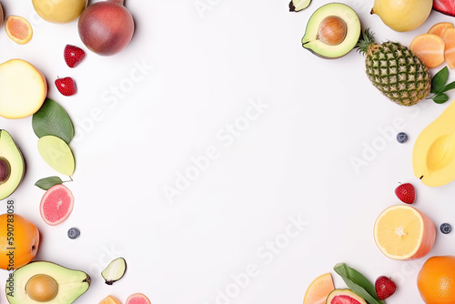 Fruit flat lay, minimalistic image for presentations, sharing, menu etc.
