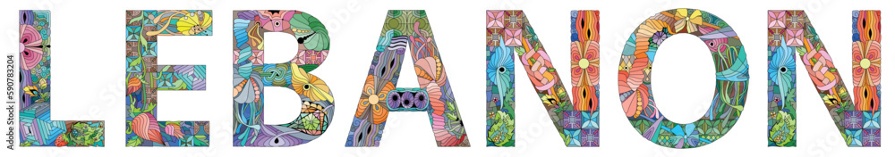 Lebanon is a country in Western Asia. Vector decorative zentangle object. Lebanon is a country in Western Asia. Vector decorative zentangle object.