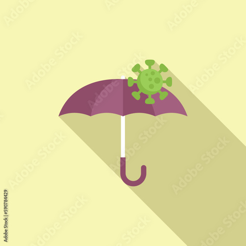 Virus umbrella icon flat vector. Immune system. Body defense