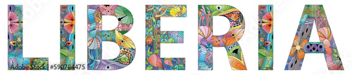 Liberia is a country on the West African coast. Vector decorative zentangle object.