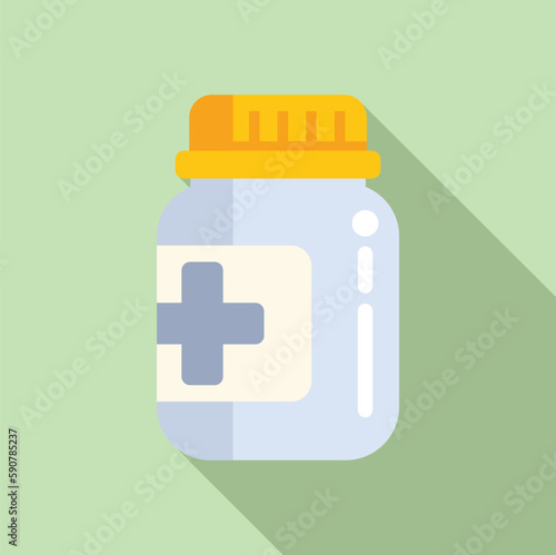 Pills jar icon flat vector. System health. Person protect photo