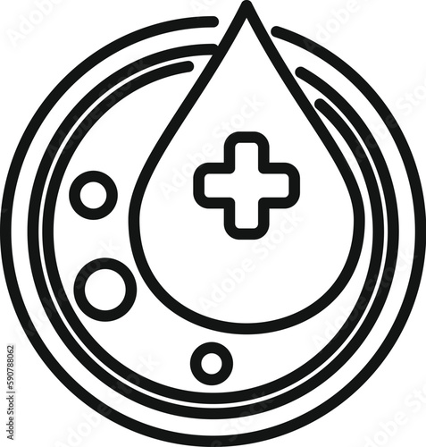 Blood drop icon outline vector. Shield system. Bacterium disease