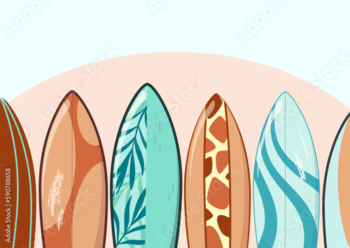 Surfboards. Cartoon design. Water sport.  © Юлия Викленко