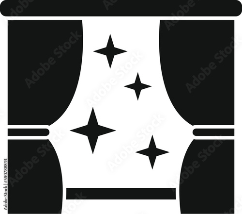 Night curtain icon simple vector. Sleep problem. Stress person