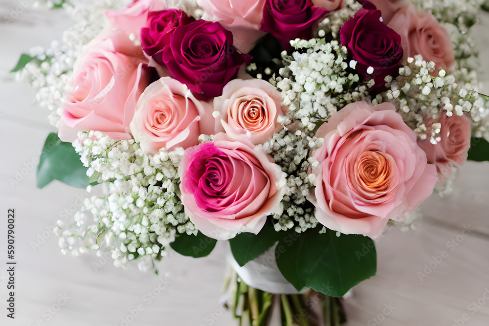 beautiful bouquet of red and pink roses, mother's day, wedding, floral decoration beautiful bouquet of red and pink roses, mother's day, wedding, floral decoration