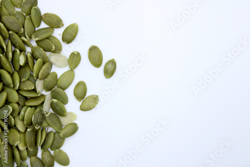 pumpkin seeds on white background