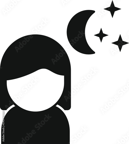 Girl sleeping icon simple vector. Sleep problem. Stress person
