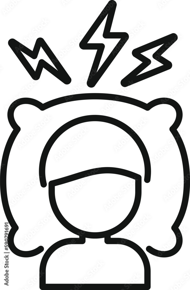 Sleep problem icon outline vector. Bed awake. Stress person Sleep problem icon outline vector. Bed awake. Stress person