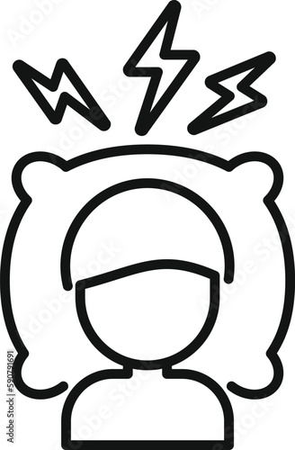 Sleep problem icon outline vector. Bed awake. Stress person