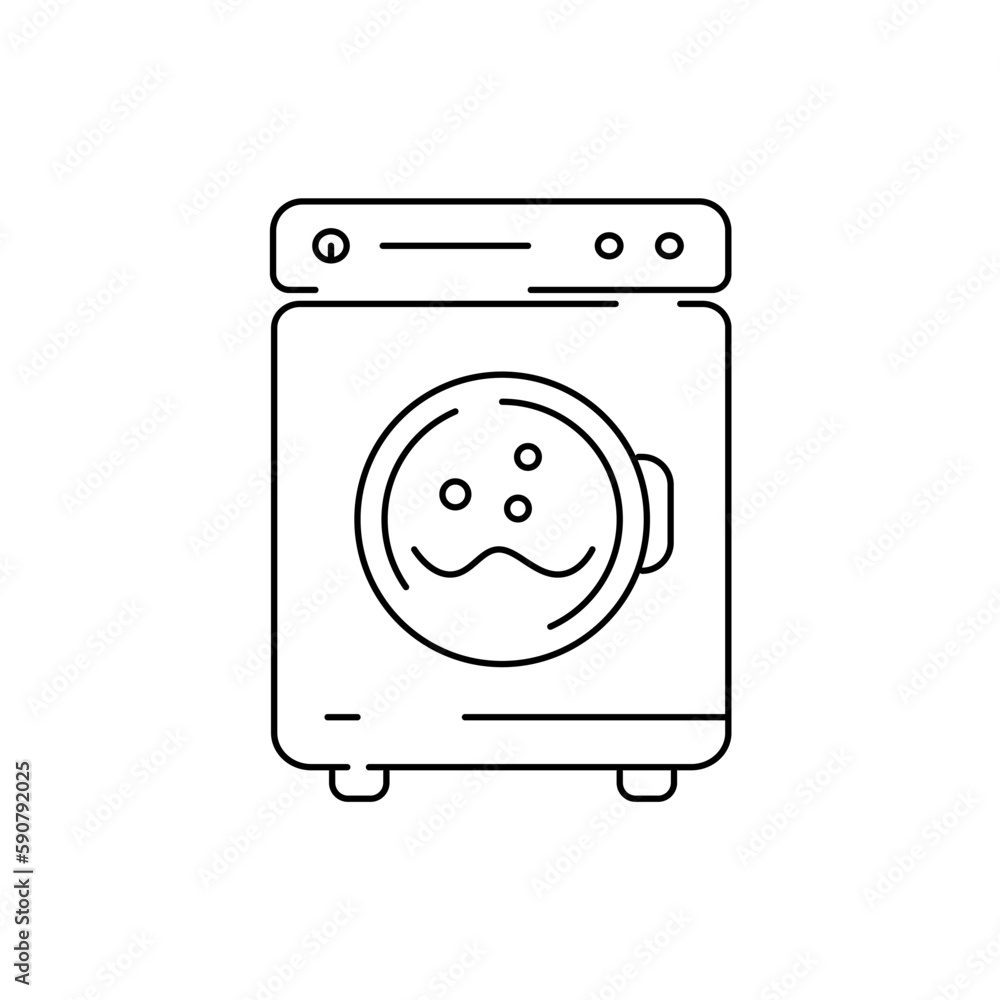 Washing machine in the linear style icon. Washing machine in the linear style icon.
