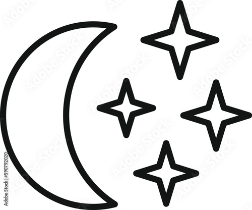 Night moon icon outline vector. Sleep problem. Stress person