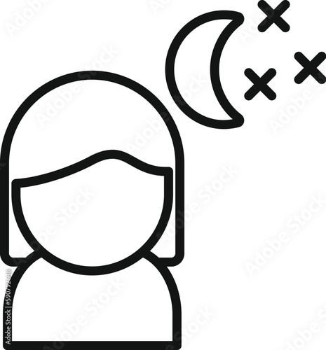 Girl sleeping icon outline vector. Sleep problem. Stress person