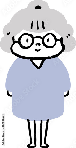 Cute Grandmother with simple doodle style