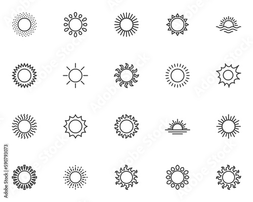 set of sun icons, summer, hot, weather