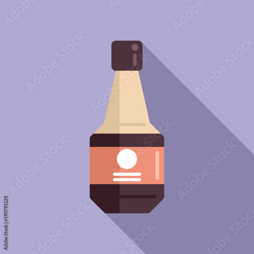 Soy sauce bottle icon flat vector. Japan food. Fish glass