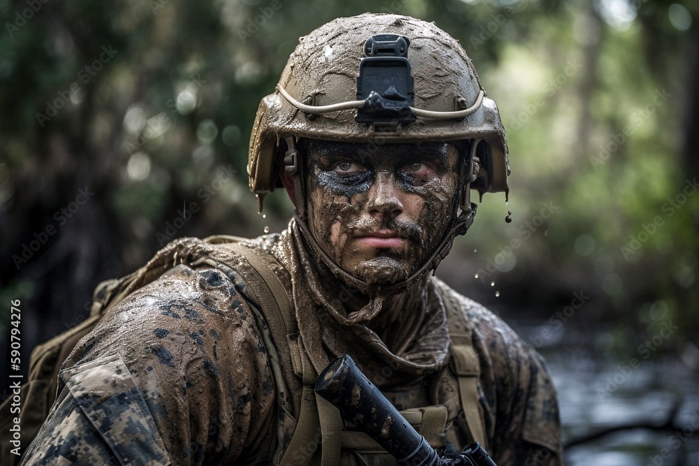 Intense Navy SEAL Candidate Training: Grueling Exercises for Elite Soldier Selection Generative AI