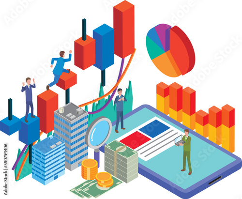 株価と企業分析のイメージイラスト