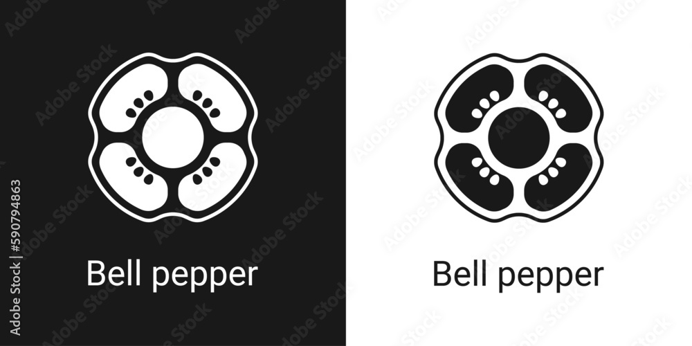 Linear icon of bell bell pepper, outline vector sign, linear icon, isolated on white background Linear icon of bell bell pepper, outline vector sign, linear icon, isolated on white background