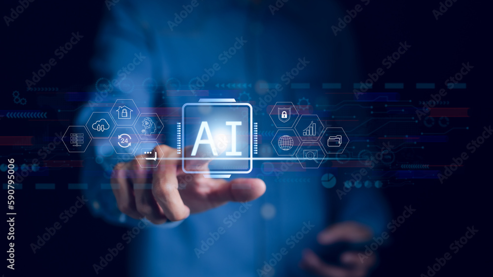 Ai, the concept of artificial intelligence use analytics, automation, and an autonomous brain. big data management, connection information intelligent technology, smart home, cybersecurity of AI, Ai, the concept of artificial intelligence use analytics, automation, and an autonomous brain. big data management, connection information intelligent technology, smart home, cybersecurity of AI,