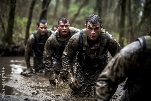 Elite Navy SEAL candidates undergoing rigorous training to become elite soldiers, Generative AI
