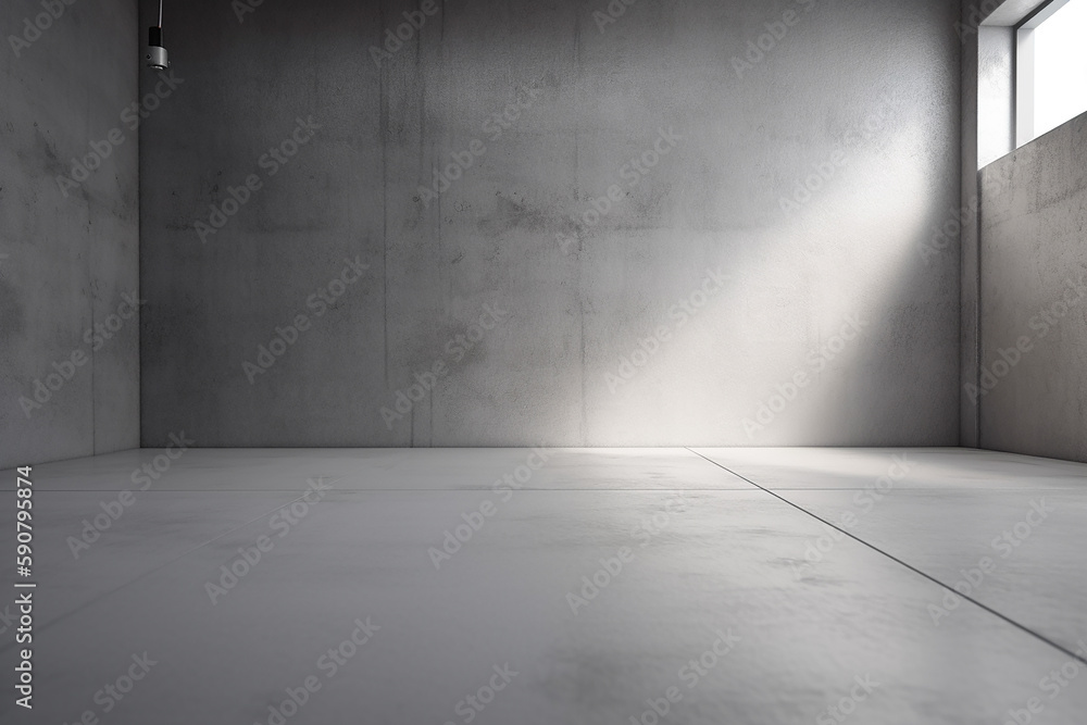 Plain grey interior empty room design, fictitious place. AI generated image Plain grey interior empty room design, fictitious place. AI generated image