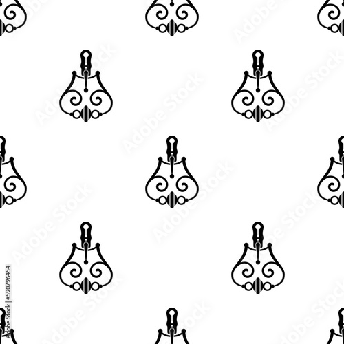 Door Knocker Icon Seamless Pattern, Metal Door Furniture