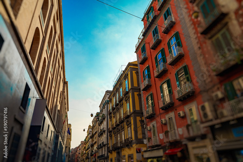 Prosperous street area with houses in Italy.