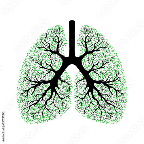 Human lungs stylized as tree branches.