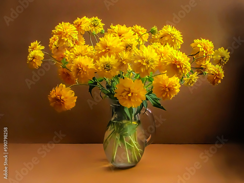 Wallpaper Mural a bouquet of yellow flowers in a vase on the table Torontodigital.ca