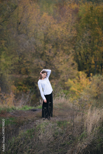 brunette girl in autumn park © vasvormich